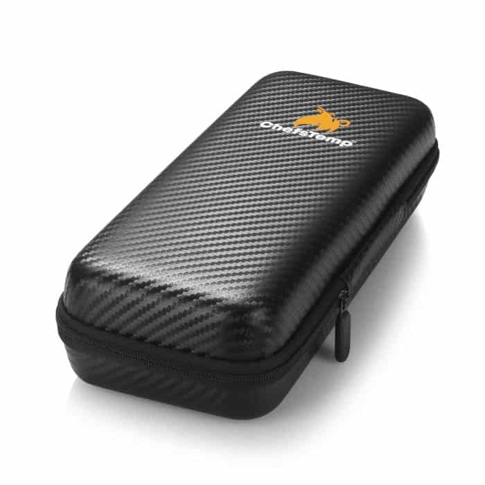 Compact carrying case for ChefTemp digital cooking thermometers, durable and portable.