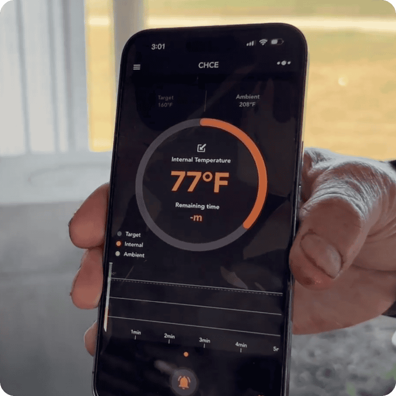 Smart sous vide cooker app for precise temperature control.