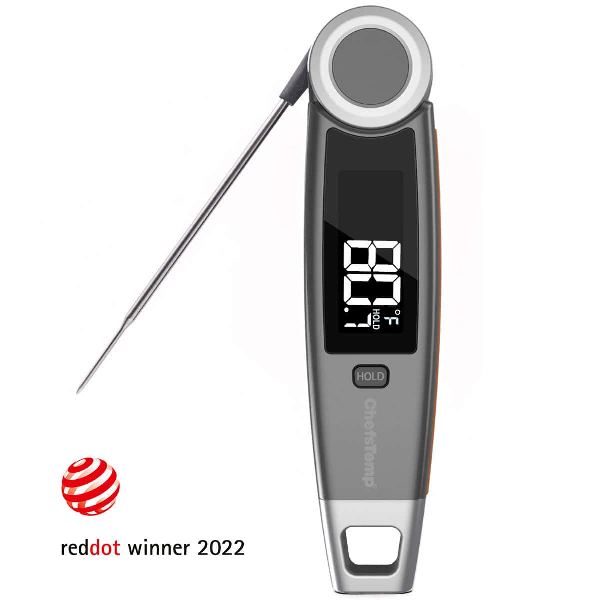 Digital meat thermometer for accurate cooking temperature measurement.