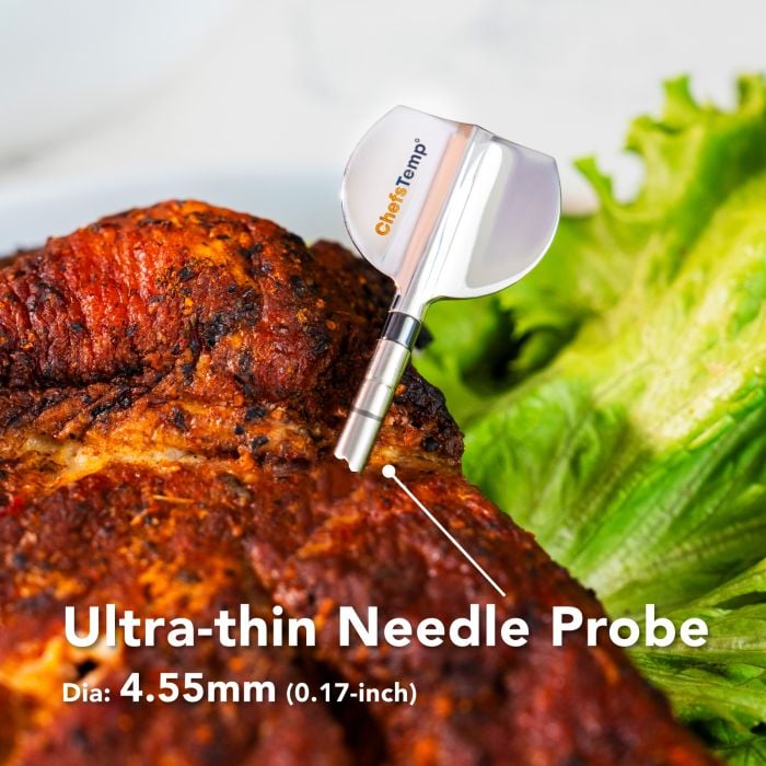 High-quality wireless thermometer probe measuring 4.55mm for precise grilling temperature readings.