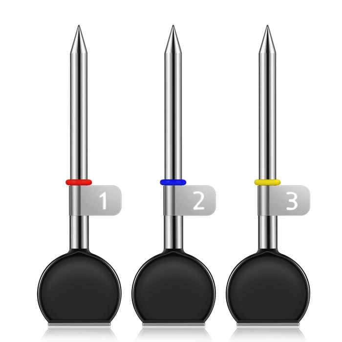 Digital grilling thermometers with color-coded probes for precise temperature control during grilling.