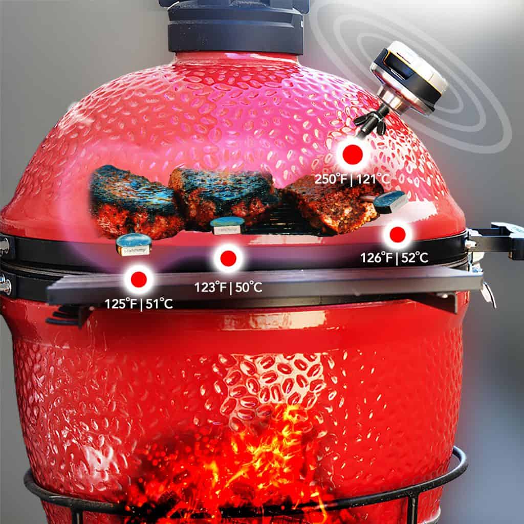 High-precision BBQ grill with temperature sensors, ideal for optimal meat cooking and precise temperature control.