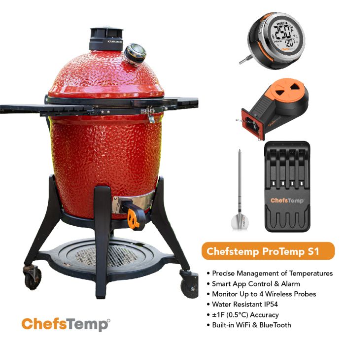 1. Wireless digital meat thermometer with Bluetooth and WiFi compatibility for precise grilling temperatures.