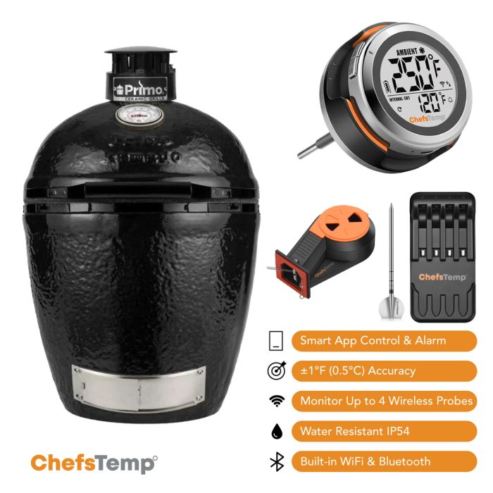 Wireless grilling thermometer with app, probes, and accessories for perfect barbecue control.