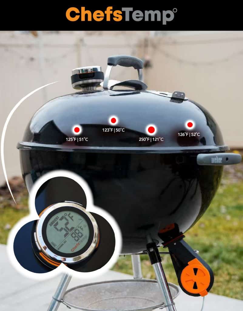 Thermometer grill temperature monitor for enhanced cooking precision and food safety.