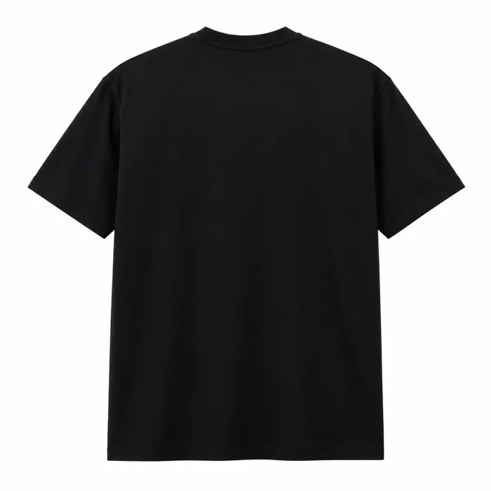 Simple black T-shirt with short sleeves, casual style, suitable for everyday wear.